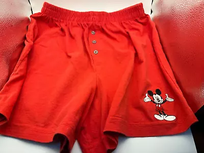 VTG 90s Disney Mickey Mouse Unlimited Cotton Boxer Shorts Red W/Mickey Unisex M • $15.99