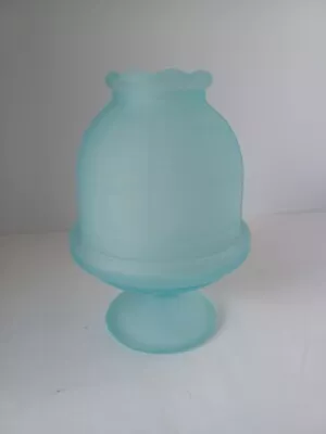 Vintage Fairy Lamp Fairy Light Frosted Blue Satin Glass Window Pane • $22