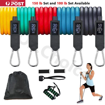 $23.95 • Buy 11pcs Quality Resistance Bands Elastic Tubes Yoga Fitness Home Gym 100 Or 150lb