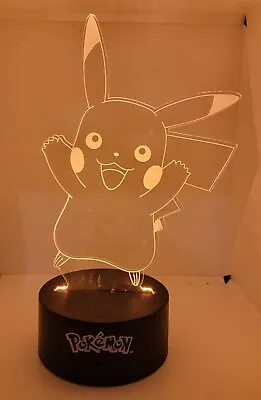 3D LED Pokemon Pikachu Nightlight Night Light Yellow Desk Lamp EUC • $19.99