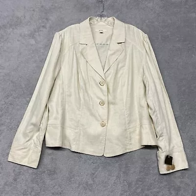 Merona Womens Blazer Jacket 26W Beige Linen Blend Button Up Lightweight Casual  • $13.19