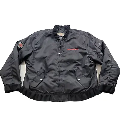 Harley Davidson Motorcycle Jacket Mens 4XL Big Tall Black Nylon Embroidered Back • $94.49