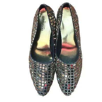 BEACON USA Comfort Monaco Gold Sequin Flat Pointy Shoes Flats 7.5  • $25