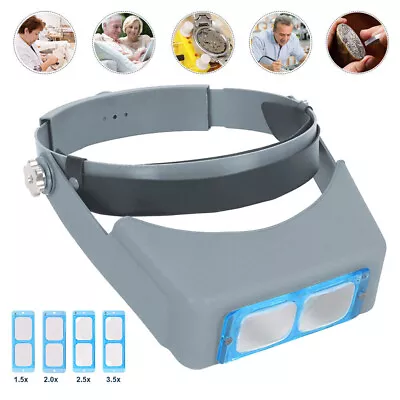 4 Lens Head Magnifier Glasses Magnifying Visor Glass Headband Lenses Multi-use • £14.10