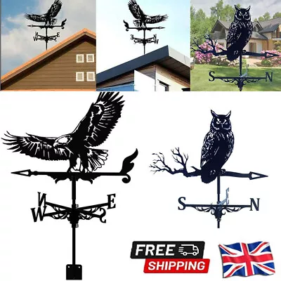 Metal Owl/Eagle Weathervane Outdoor Roof Weather Vane Garden Mount Yard Decor UK • £18.55