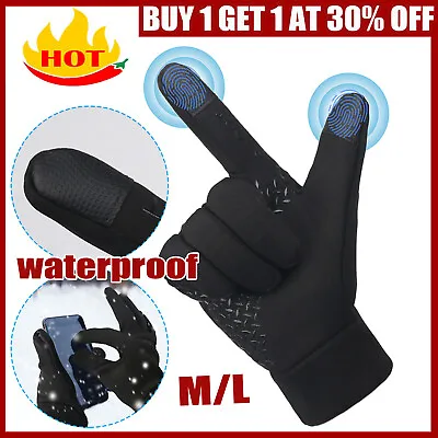 Mens Winter Warm Gloves Waterproof Anti-slip Running Thermal Gloves Touch Screen • £4.61