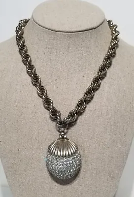 Rare Vintage Elsa Schiaparelli Rhinestone Acorn Pendant Necklace 17-1/2  • $263.99