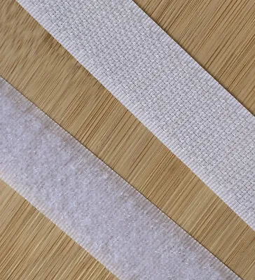 1 Metre X 20mm Sew ON Hook And Loop Fastener Tape Both Sides White • £2.49