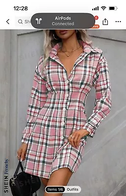 Shien Frenchy Plaid Print Front Button Shirt Dress • £0.99