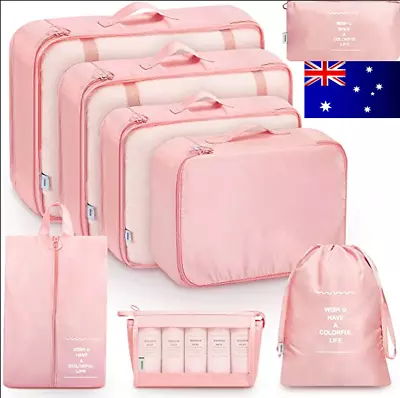 $12.99 • Buy 8pcs Packing Cubes Travel Pouches Luggage Suitcase Organiser Clothes Storage Bag