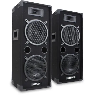 2x Max MAX 2 X 8  Speakers Bedroom DJ PA Party 1600W Set Mega Bass Kit UK Stock • £165