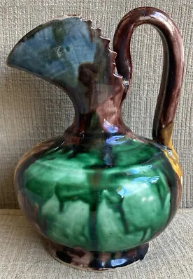 DAMAGED HANDLE Oaxaca Mexico Dripware Handmade Hand Painted Small Pitcher RARE! • $49.95