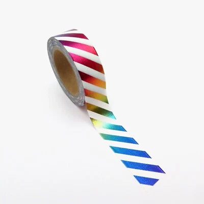 $5.50 • Buy Washi Tape Rainbw Foil Diagonal Stripe 15mm X 10m