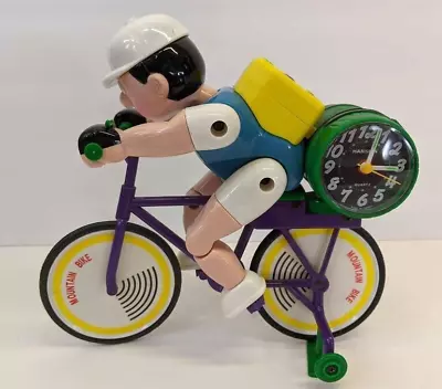 Vintage 90's Linden Animated Mountain Biker Alarm Clock Bicycle Cyclist Novelty • $18