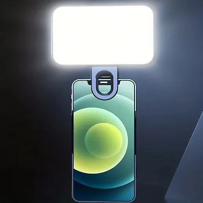 Mini Selfie LED Light Clip Rechargeable Light For Phone & Tablets Photo Video • £8.99