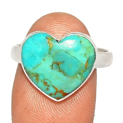 Heart - Composite Kingman Blue Mohave Turquoise 925 Silver Ring S.10 CR6800 • $14.99