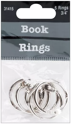 Book Rings .75  5/Pkg-Silver 31415 • $6.99