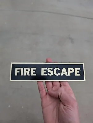 Vintage Metal Fire Escape Sign Black And Gold  8 Inches Painted Collectible  • $25