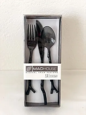 NEW Madhouse By Michael Aram Twig Collection Black Plastic Cutlery - Set Of 12 • $22