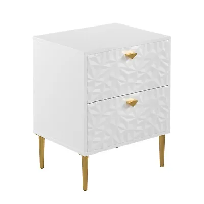 Clihome 2-Drawer Nightstand Wood Dresser Bed Side Table Accent Storage Cabinet • $143.16