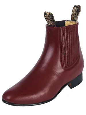 El Besserro Men's Botin Charro Short Ankle Boots Genuine Leather Color Wine • $84.99