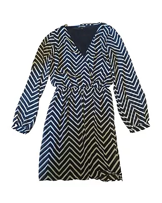 Express Black & White Crossover Dress Size XS Sheer W/ Lining Elastic Waist Fun  • $11.99