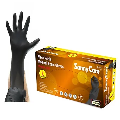 100 SunnyCare® 5Mil Black Nitrile Exam Gloves Powder Free (Non Vinyl Latex)  L • $10