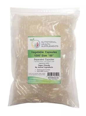 1000 X Separated Size 00 HPMC Empty Veggie Capsules Vegetable Vegan Caps • $28.90