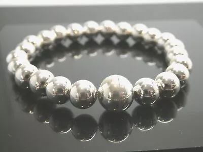 Milor Italy Sterling Silver 925 Beaded 8mm Bracelet With Magnetic Clasp Sz. 7  • $45