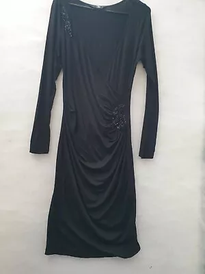 Ladies Black Jeresy Maternity Wrap Dress Sequin Size 12 Eveningwear Mothercare • £9.99