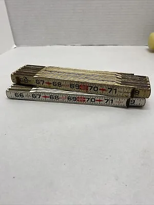 Lot Of 2 VTG Lufkin Red End Folding Rulers -Wood- 066F  Engineers • $16.95