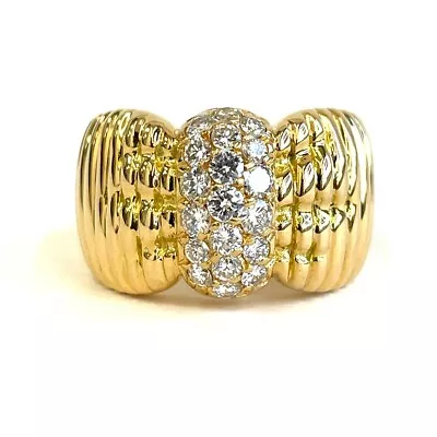 Van Cleef & Arpels Vintage 0.58ct Diamond 18k Yellow Gold Bow Wide Band Ring • $3800