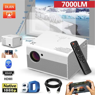$157.69 • Buy 1080P Portable 7000 Lumens HD LED Multimedia Projector Home Cinema Theater HDMI