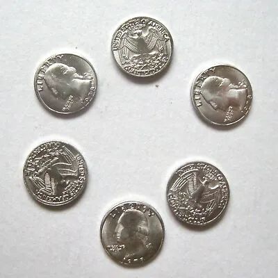 6 Mini Metal US Quarters Shrinking Quarter Money Joke Coin Magic Trick • $8.95