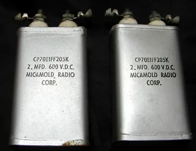 VINTAGE Micamold  2 MFD  600VDC  OIL  And Paper  CAPACITOR  Capacitors  NOS. • $18