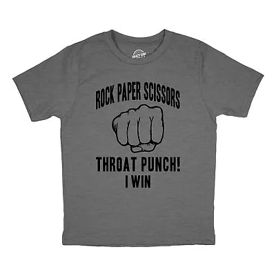 Youth Rock Paper Scissors Throat Punch T Shirt Funny Sarcastic Humor Novelty Tee • £7.63