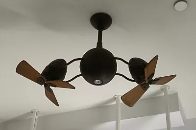 Matthews Fan Company Acqua Rotational Ceiling Fan Textured Bronze W/ Wood Blades • $1000