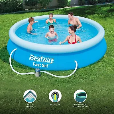 Bestway Round Kids Inflatable Paddling Pool With Filter Pump Fast Set 12 Ft • £174.95