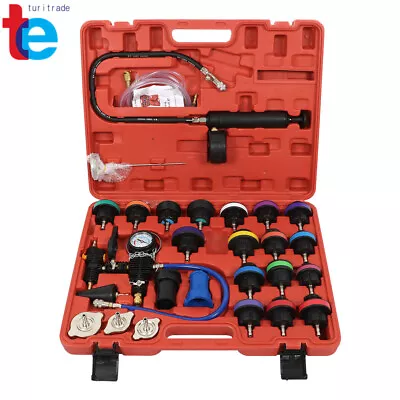 28Pcs Universal Radiator Pressure Tester Vacuum Cooling System Tool Refill Kit • $60.08