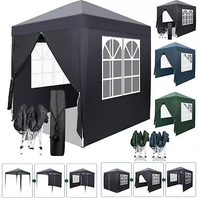 2x2M Marquee Gazebo Tent Garden Party Waterproof Canopy Shelter Windbar W/Sides • £59.99