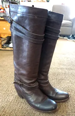 Women's Frye Jane Strappy 76396 Heel Tall Leather Boots Sz 8.5 B • $53.99