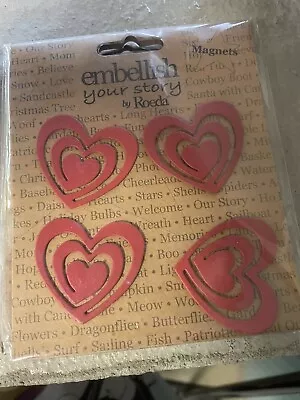 Embellish Your Story By Roeda Red Swirl Heart Magnets (set Of 4) • $6