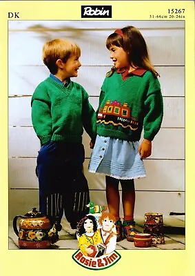 Robin 15267: Rosie & Jim Sweater DK 20-26  Chest - Rosie & Jim's Boat 'Ragdoll' • £2