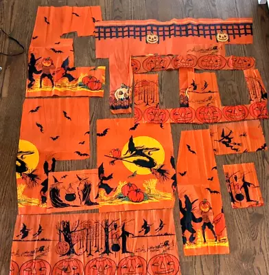 Vtg Halloween Dennison Crepe Paper Lot Pieces Border Witch Jack O Lantern Bats • $179.95