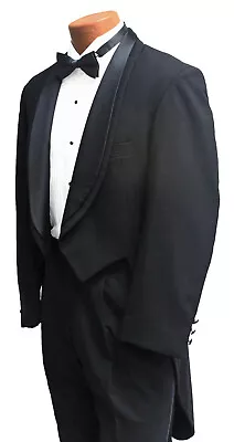 Men's Black Oscar De La Renta Tuxedo Tailcoat Formal Gala Tails Coat 40 Long • $64.99