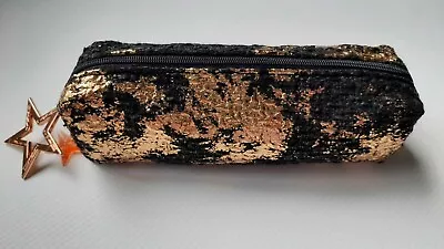 MAC Lucky Star Cosmetics Toiletry Makeup Bag Black Rose Gold Star Charms • $20