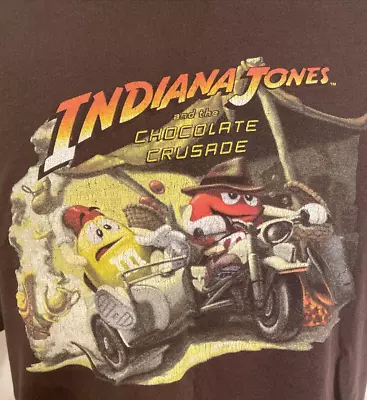 M&M's World Indiana Jones T-Shirt XL Brown Candy M & M Chocolate Crusade Promo • $18.88