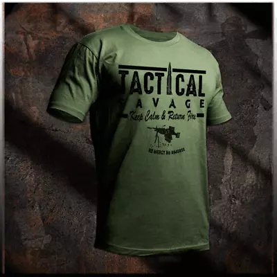 Combat T-shirt Military Army Tactical Spec Ops Return Fire Machine Gun No Mercy • $19.99