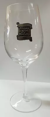 50th Fiftieth Birthday Wine Glass With Metal Badge Vidori Brand Acetate Gift Box • $12