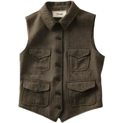 Women Suit Waistcoat Vest Cardigan Faux Wool Gilet Tank Sleeveless Jacket • $42.16